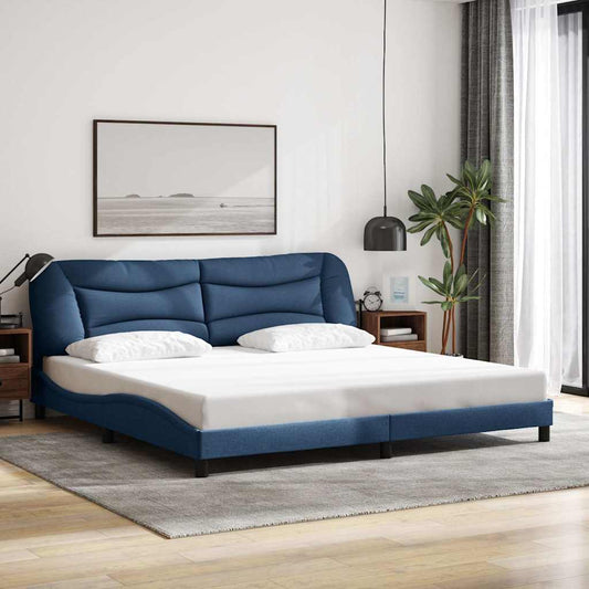 vidaXL Σκελετός Κρεβατιού Χωρίς Στρώμα Hvar Μπλε 200x200 εκ.Υφασμάτινο