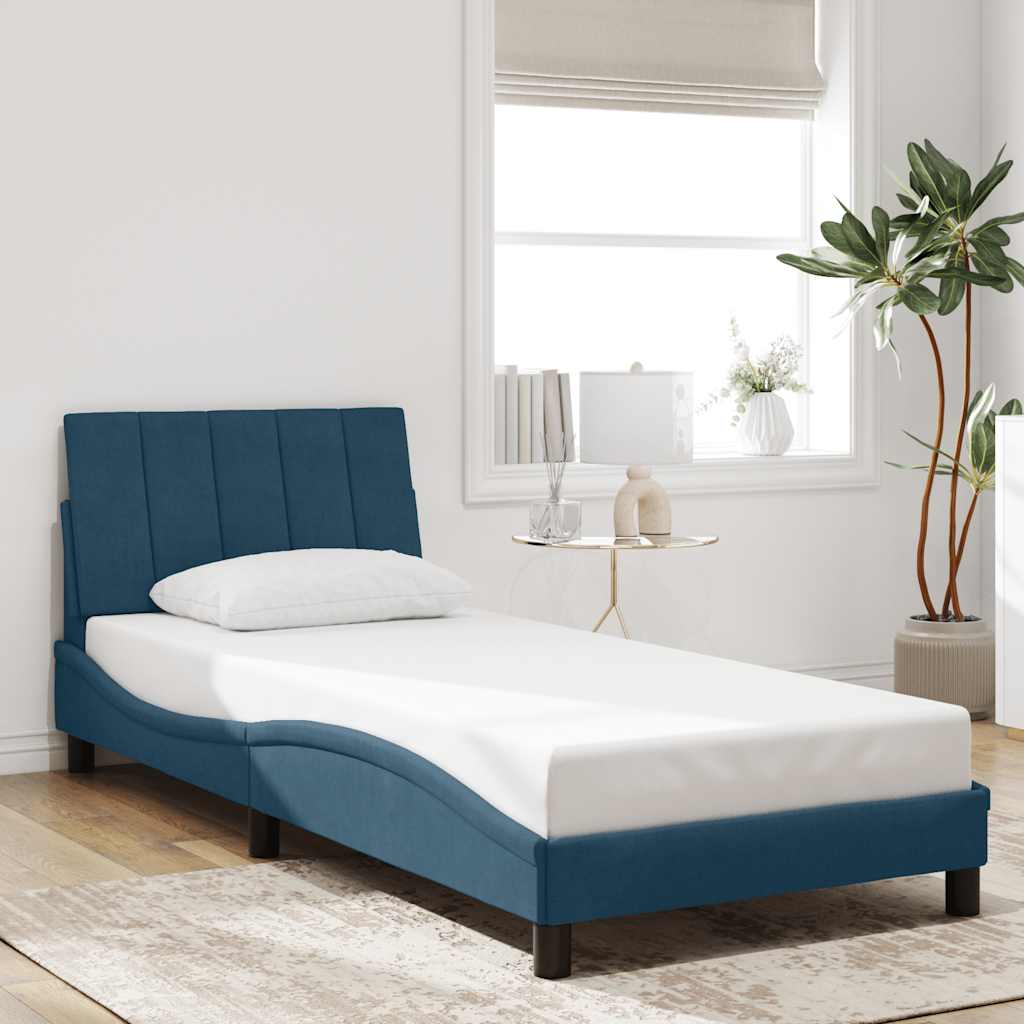 vidaXL Πλαίσιο Κρεβατιού Χωρίς Στρώμα Hanko Μπλε 90 x 190 εκ. Βελούδινο