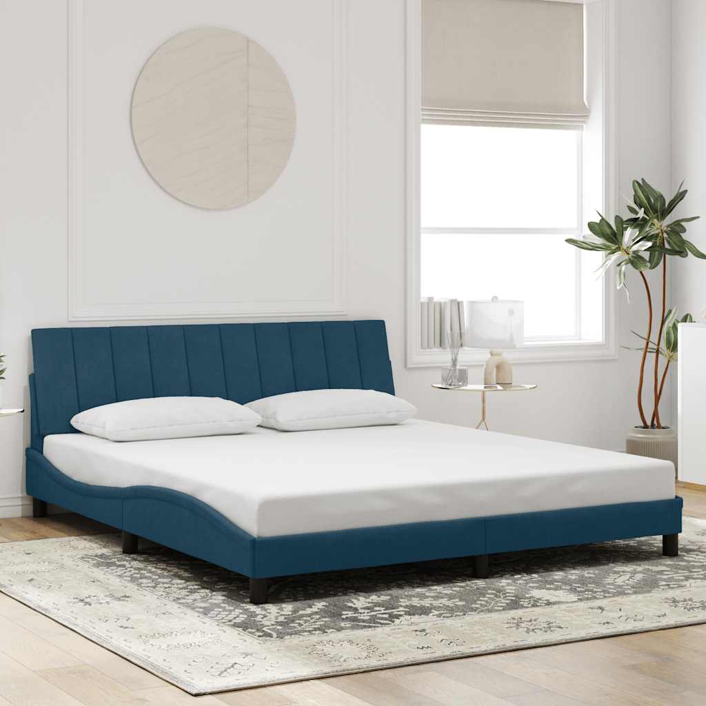 vidaXL Πλαίσιο Κρεβατιού Χωρίς Στρώμα Hanko Μπλε 180x200 εκ. Βελούδινο