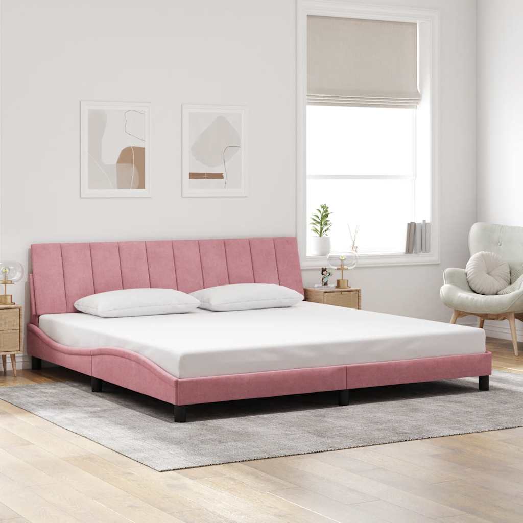 vidaXL Πλαίσιο Κρεβατιού Χωρίς Στρώμα Hanko Ροζ 200x200 εκ. Βελούδινο