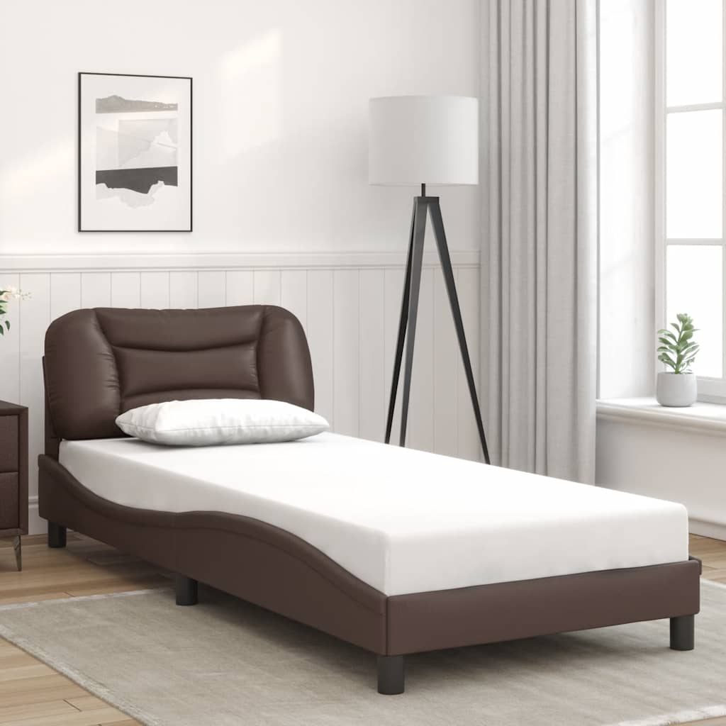vidaXL Πλαίσιο κρεβατιού χωρίς Στρώμα Hvar Καφέ 80x200 εκ. Συνθετικό Δέρμα