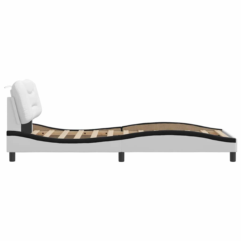 vidaXL Πλαίσιο κρεβατιού χωρίς Στρώμα Hvar Λευκό/Μαύρο 80x200εκ Συνθ. Δέρμα