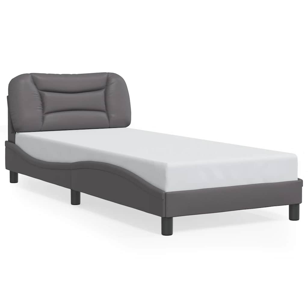vidaXL Πλαίσιο κρεβατιού χωρίς Στρώμα Hvar Γκρι 90x190 εκ. Συνθετικό Δέρμα