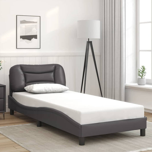 vidaXL Πλαίσιο κρεβατιού χωρίς Στρώμα Hvar Γκρι 90x200 εκ. Συνθετικό Δέρμα