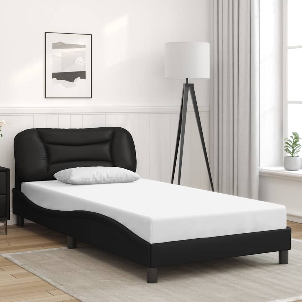 vidaXL Πλαίσιο κρεβατιού χωρίς Στρώμα Hvar Μαύρο 100x200 εκ. Συνθετικό Δέρμα