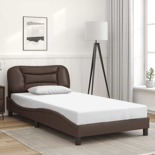vidaXL Πλαίσιο κρεβατιού χωρίς Στρώμα Hvar Καφέ 100x200 εκ. Συνθετικό Δέρμα