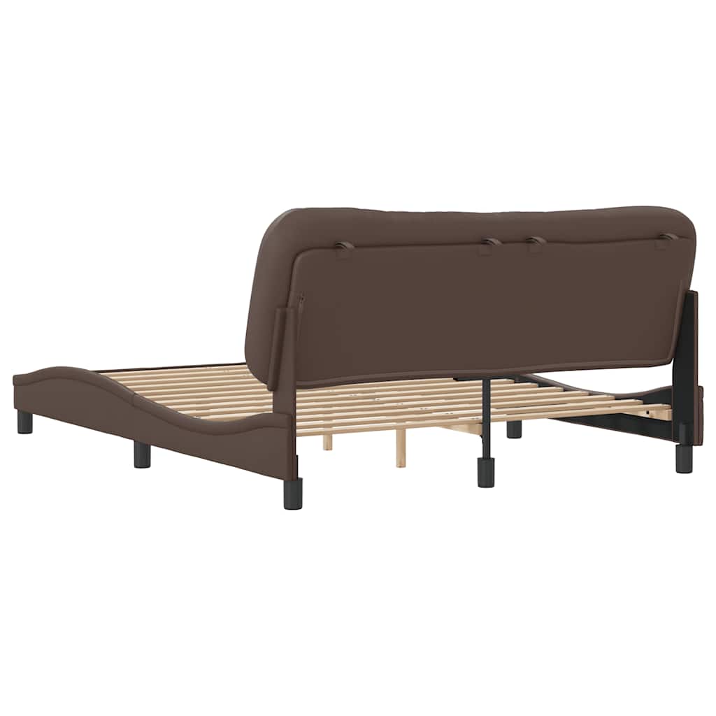 vidaXL Πλαίσιο κρεβατιού χωρίς Στρώμα Hvar Καφέ 160x200 εκ. Συνθετικό Δέρμα