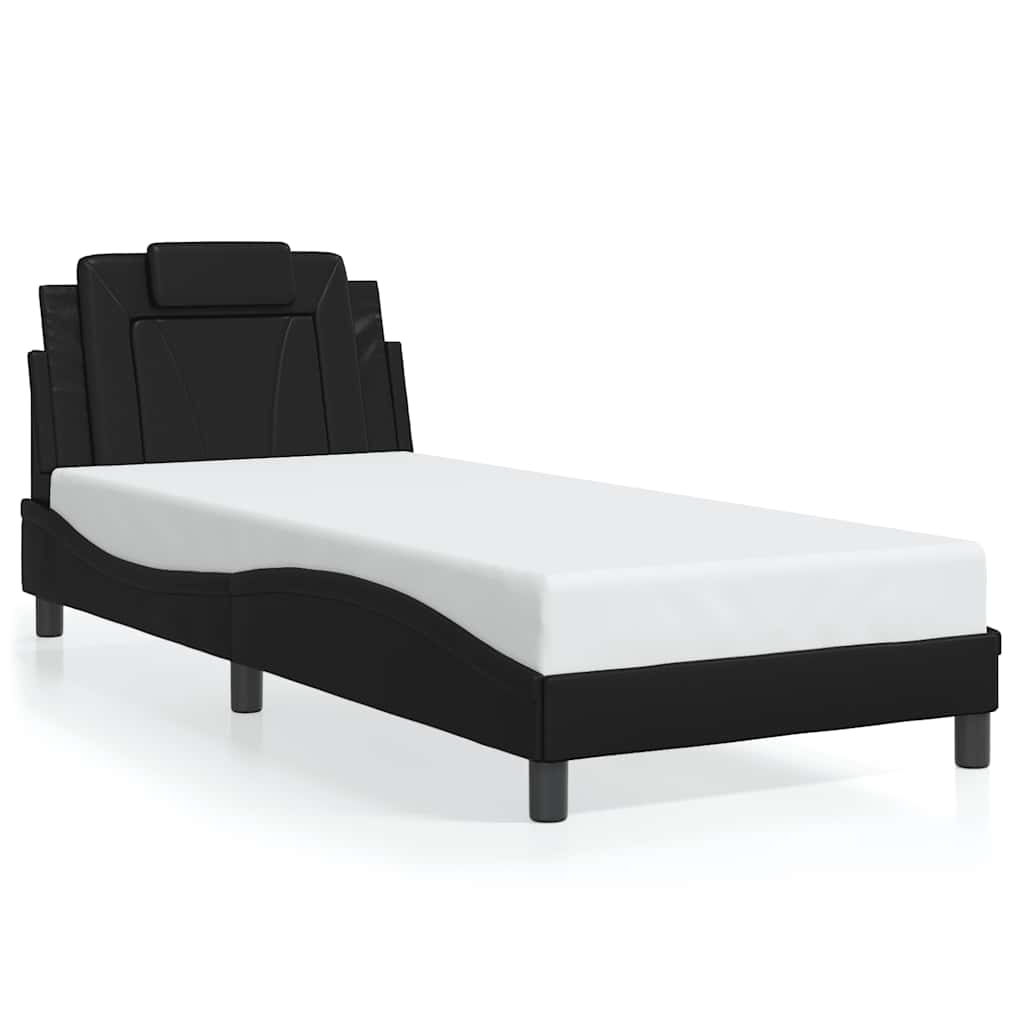 vidaXL Σκελετός Κρεβατιού Viana Χωρίς Στρώμα Μαύρο 90x190 εκ Συνθετικό Δέρμα