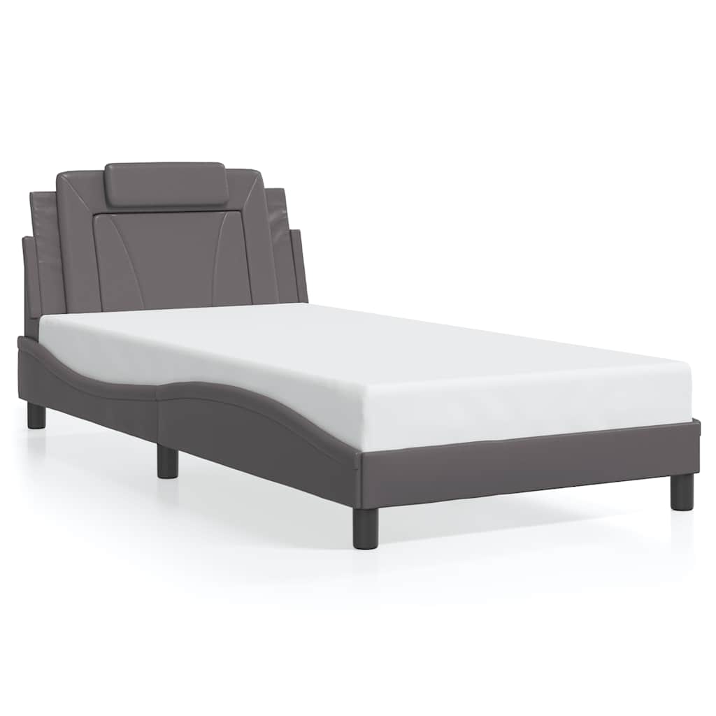 vidaXL Σκελετός Κρεβατιού Viana Χωρίς Στρώμα Γκρι 100x200 εκ. Συνθετικό Δέρμα