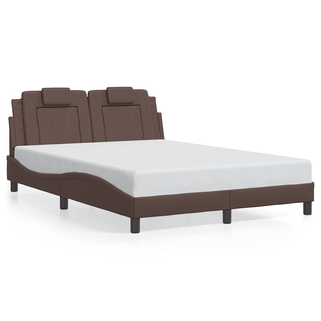 vidaXL Σκελετός Κρεβατιού Viana Χωρίς Στρώμα Καφέ 120x200 εκ. Συνθετικό Δέρμα