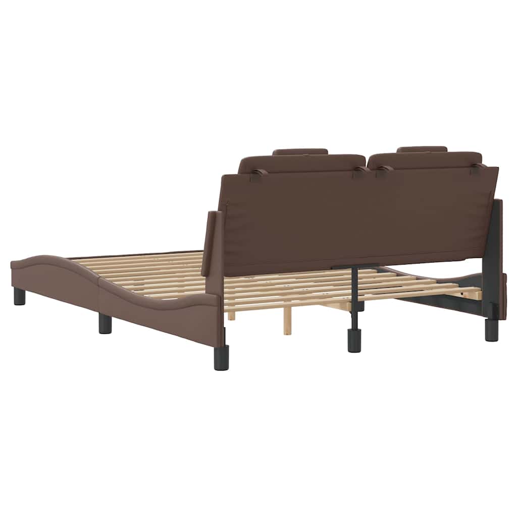 vidaXL Σκελετός Κρεβατιού Viana Χωρίς Στρώμα Καφέ 120x200 εκ. Συνθετικό Δέρμα