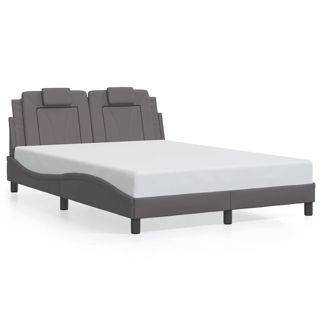 vidaXL Σκελετός Κρεβατιού Viana Χωρίς Στρώμα Γκρι 140x200 εκ. Συνθετικό Δέρμα
