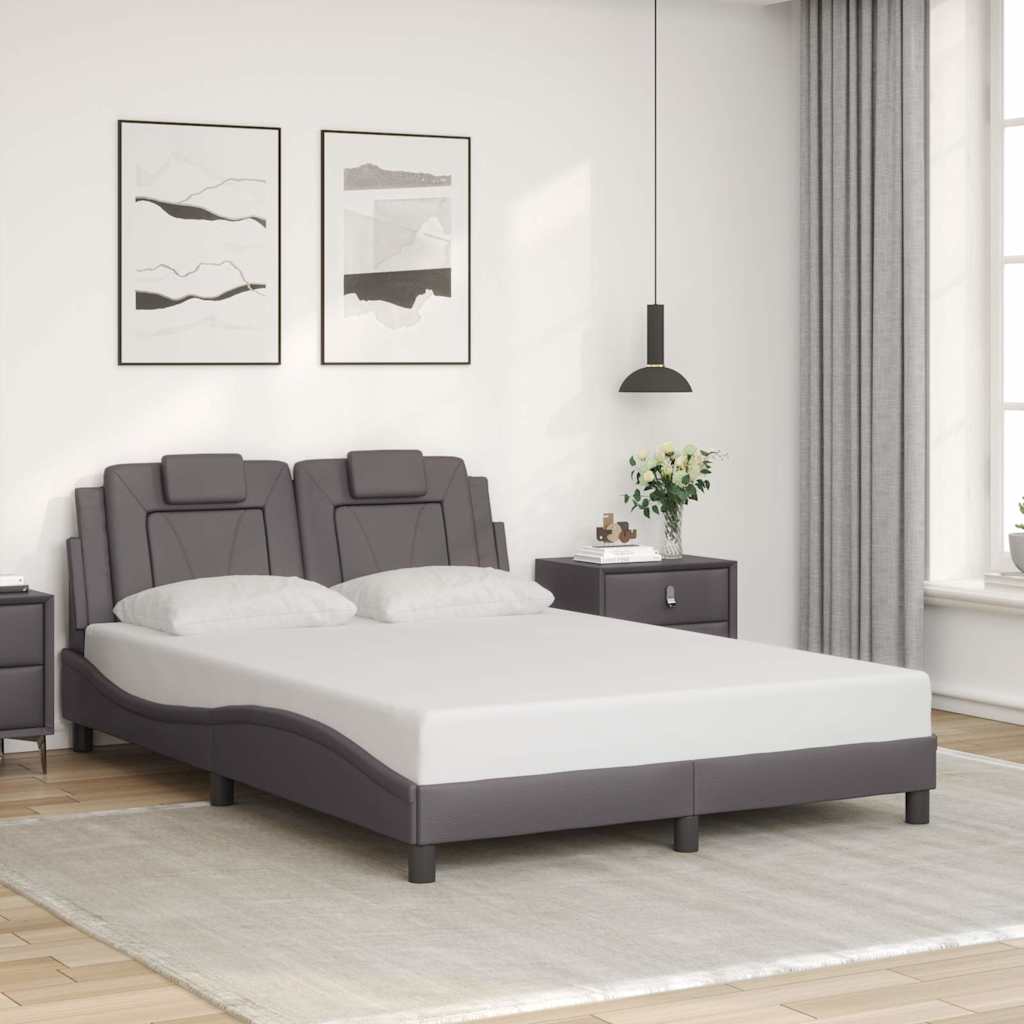 vidaXL Σκελετός Κρεβατιού Viana Χωρίς Στρώμα Γκρι 140x200 εκ. Συνθετικό Δέρμα