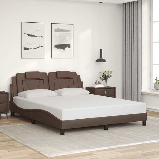 vidaXL Σκελετός Κρεβατιού Viana Χωρίς Στρώμα Καφέ 160x200 εκ. Συνθετικό Δέρμα