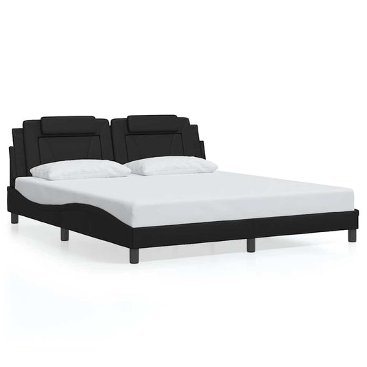 vidaXL Σκελετός Κρεβατιού Viana Χωρίς Στρώμα Μαύρο 180x200 εκ. Συνθετικό Δέρμα