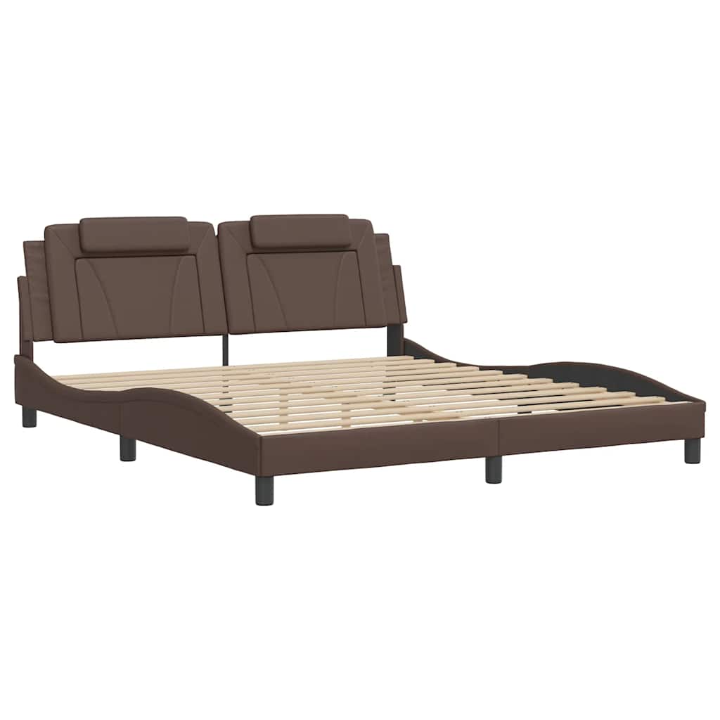 vidaXL Σκελετός Κρεβατιού Viana Χωρίς Στρώμα Καφέ 180x200 εκ. Συνθετικό Δέρμα