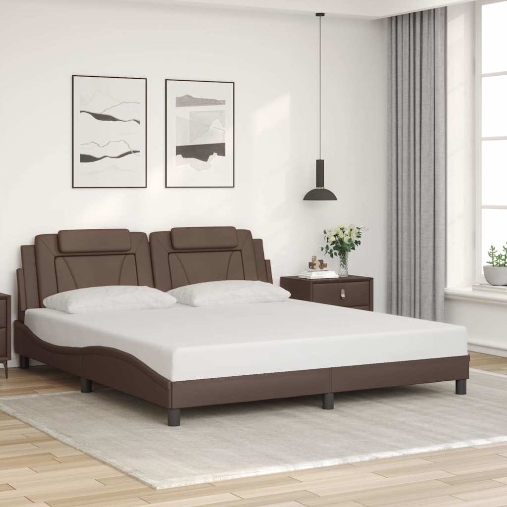vidaXL Σκελετός Κρεβατιού Viana Χωρίς Στρώμα Καφέ 180x200 εκ. Συνθετικό Δέρμα