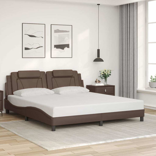 vidaXL Σκελετός Κρεβατιού Viana Χωρίς Στρώμα Καφέ 180x200 εκ. Συνθετικό Δέρμα