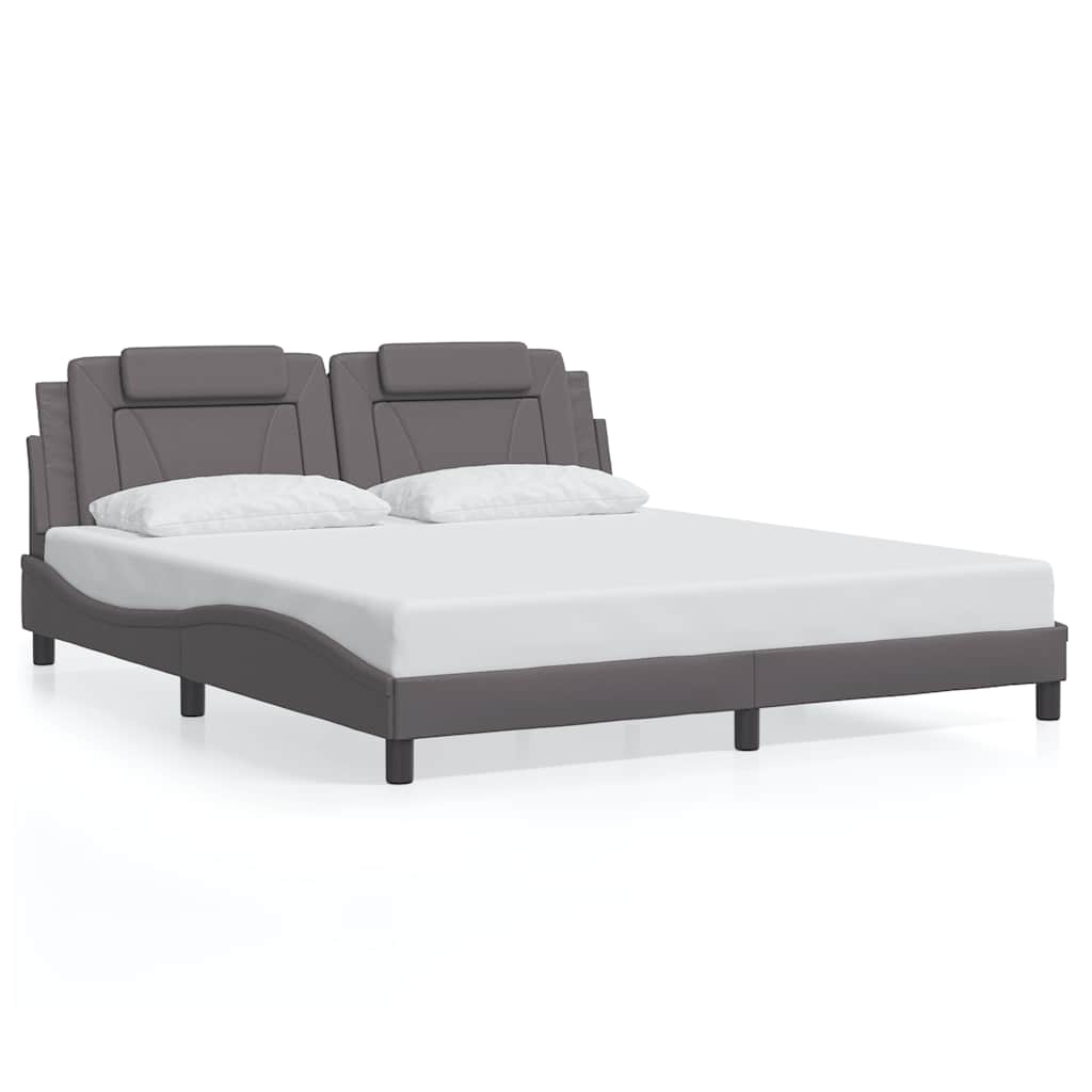 vidaXL Σκελετός Κρεβατιού Viana Χωρίς Στρώμα Γκρι 180x200 εκ. Συνθετικό Δέρμα