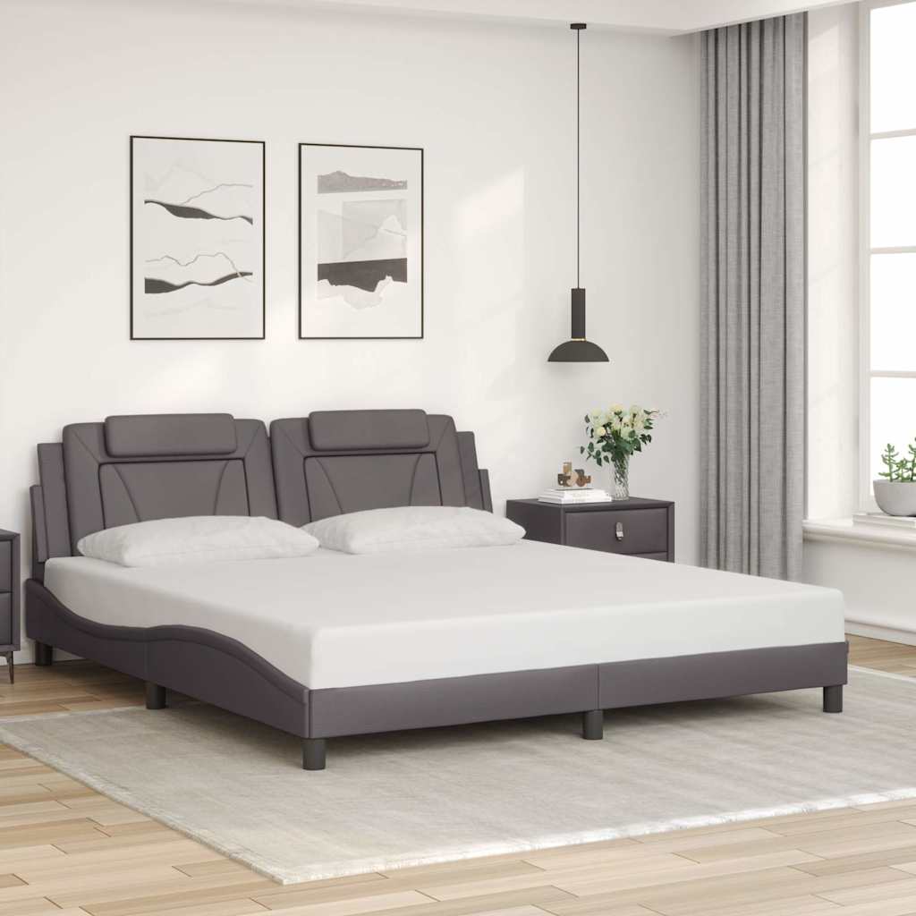 vidaXL Σκελετός Κρεβατιού Viana Χωρίς Στρώμα Γκρι 180x200 εκ. Συνθετικό Δέρμα