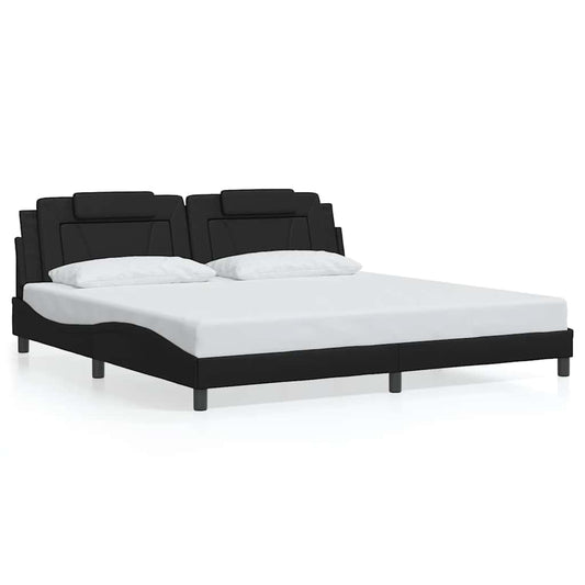 vidaXL Σκελετός Κρεβατιού Viana Χωρίς Στρώμα Μαύρο 200x200 εκ. Συνθετικό Δέρμα