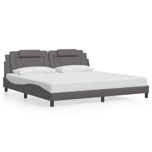 vidaXL Σκελετός Κρεβατιού Viana Χωρίς Στρώμα Γκρι 200x200 εκ. Συνθετικό Δέρμα