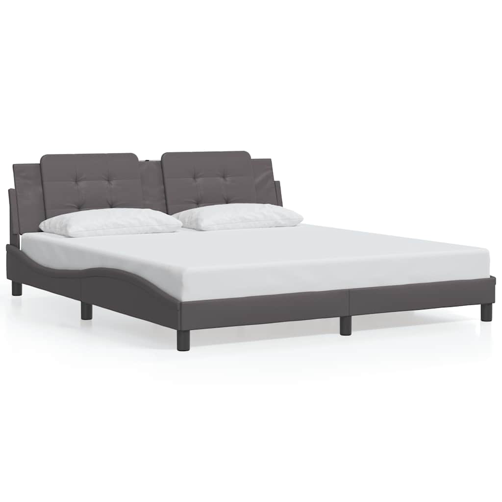 vidaXL Σκελετός Κρεβατιού Χωρίς Στρώμα Zadar Γκρι 180x200 εκ. Συνθετικό Δέρμα