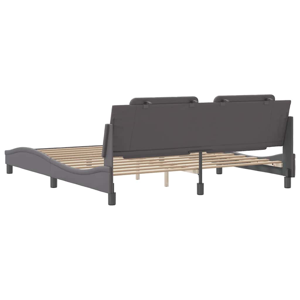 vidaXL Σκελετός Κρεβατιού Χωρίς Στρώμα Zadar Γκρι 180x200 εκ. Συνθετικό Δέρμα