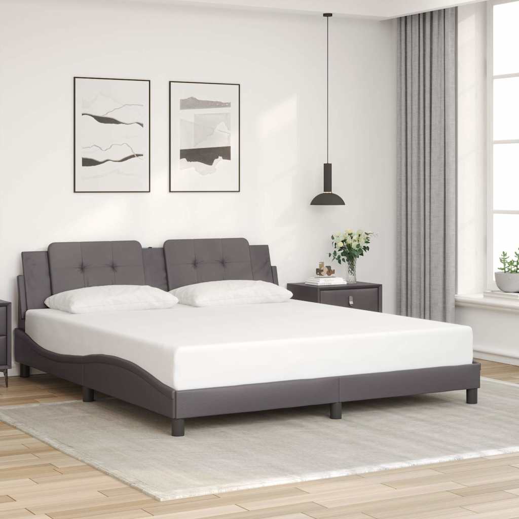 vidaXL Σκελετός Κρεβατιού Χωρίς Στρώμα Zadar Γκρι 180x200 εκ. Συνθετικό Δέρμα