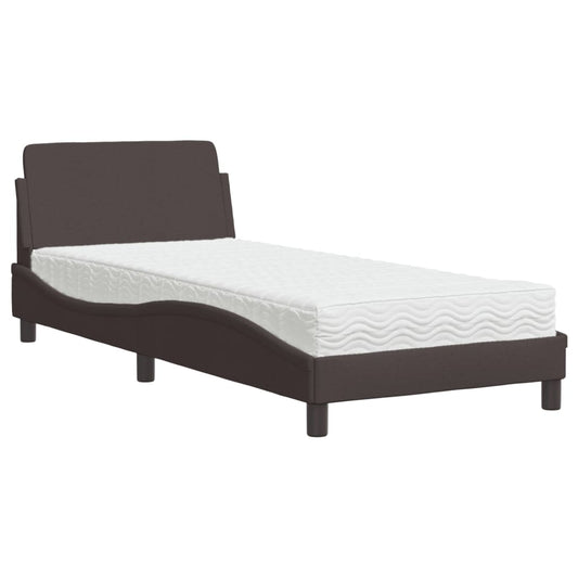vidaXL Κρεβάτι με Στρώμα Dover Σκούρο Καφέ 80x200 εκ. Υφασμάτινο