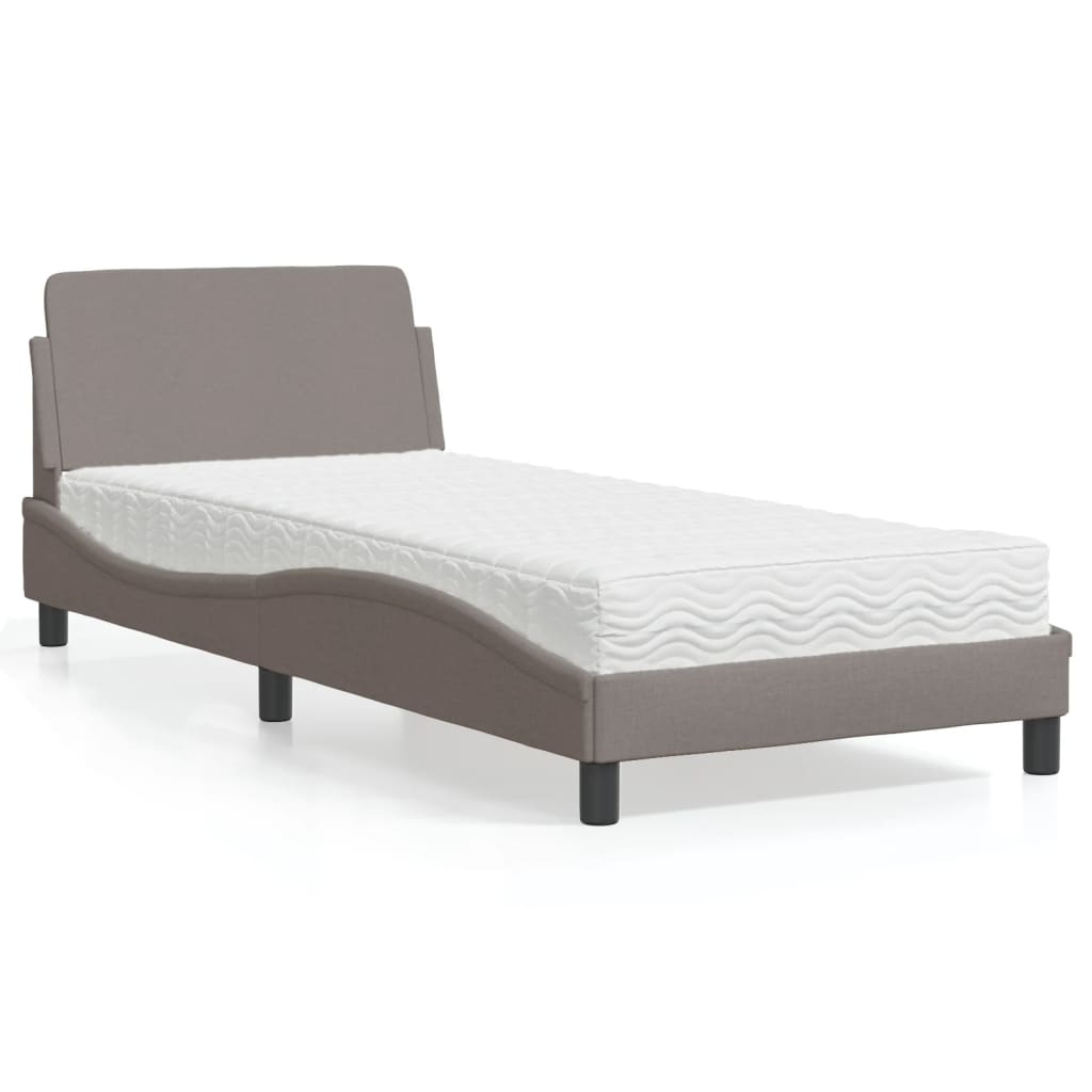 vidaXL Κρεβάτι με Στρώμα Dover Taupe 80x200 εκ. Υφασμάτινο
