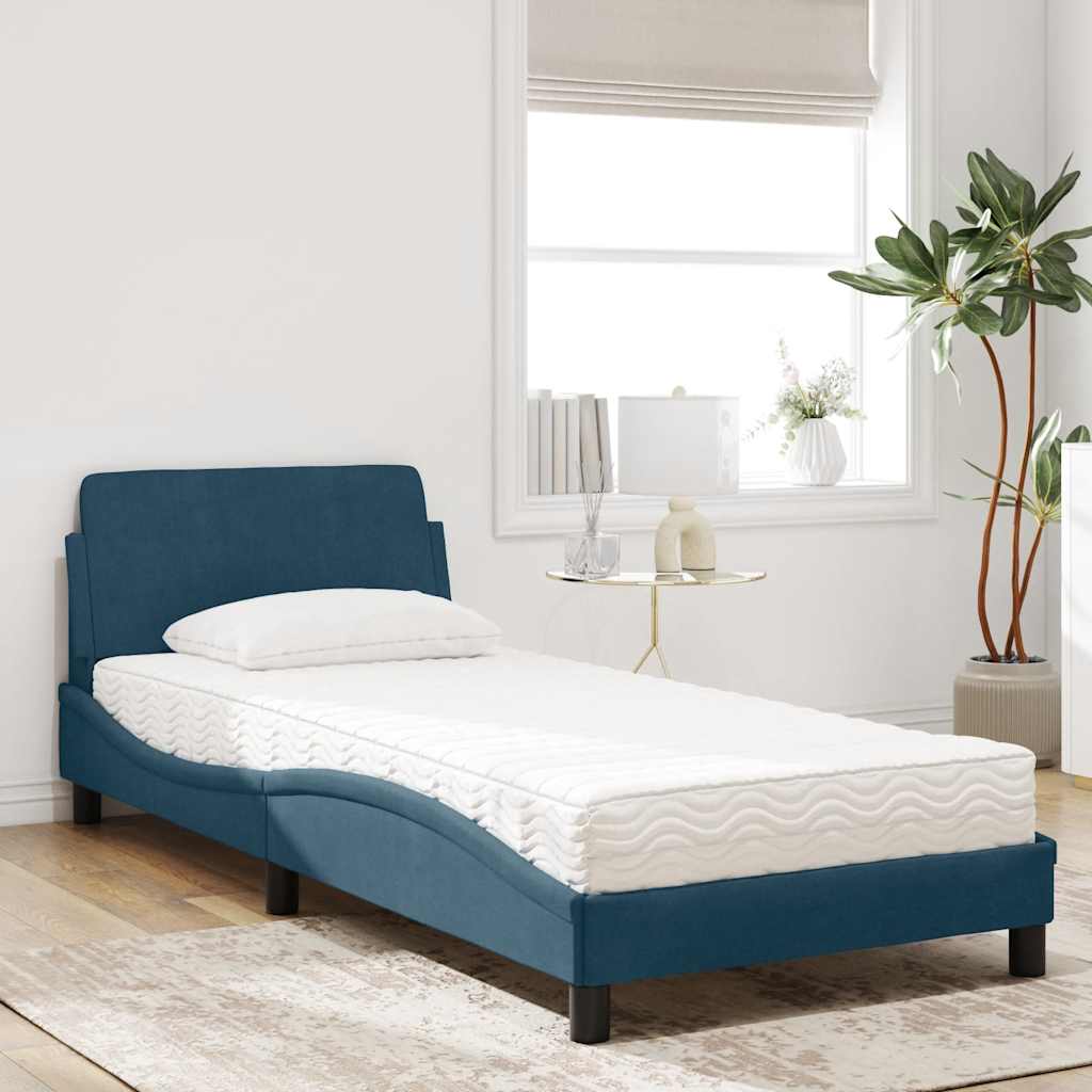 vidaXL Κρεβάτι με Στρώμα Dover Μπλε 80 x 200 εκ. Βελούδινος