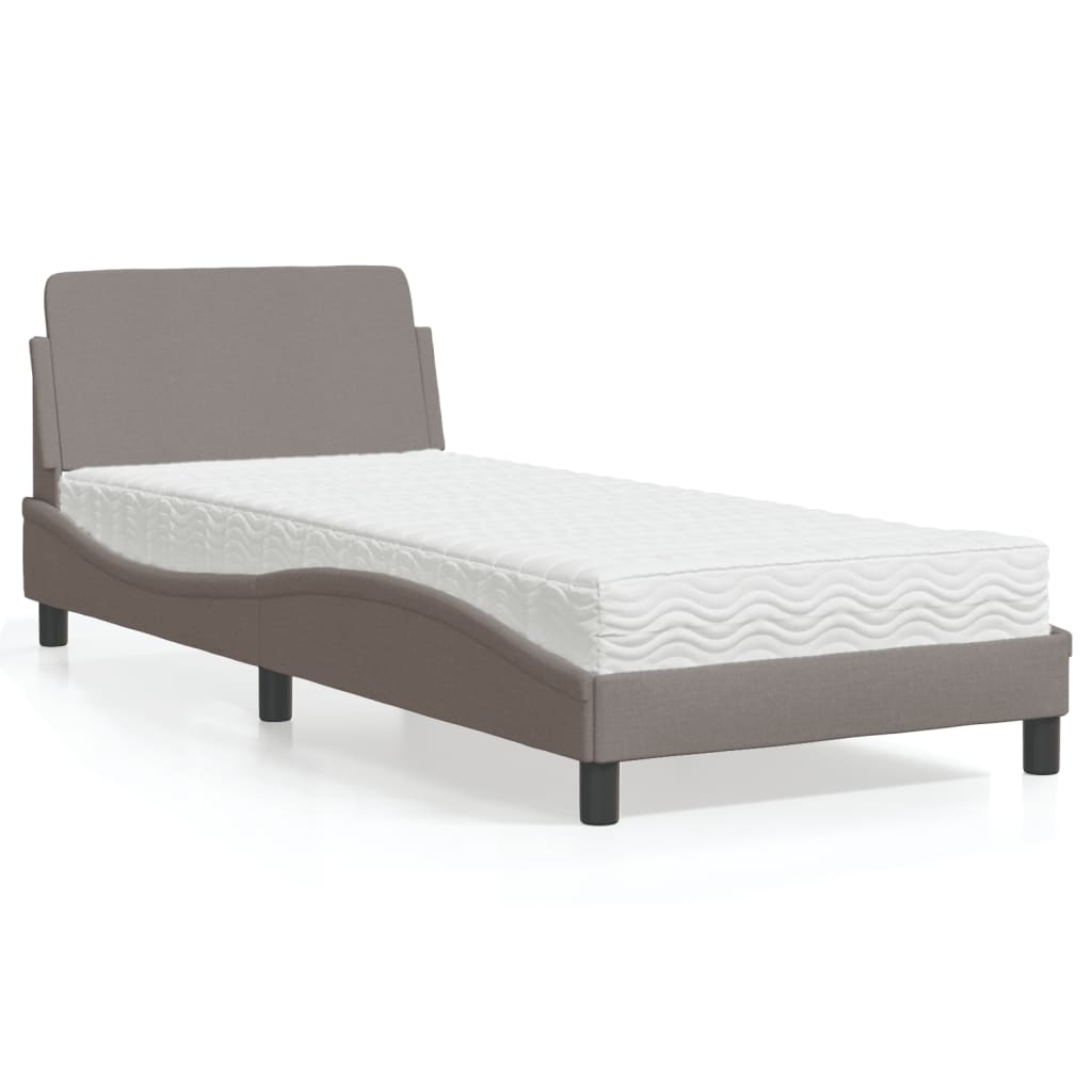 vidaXL Κρεβάτι με Στρώμα Dover Taupe 90x190 εκ.Υφασμάτινο