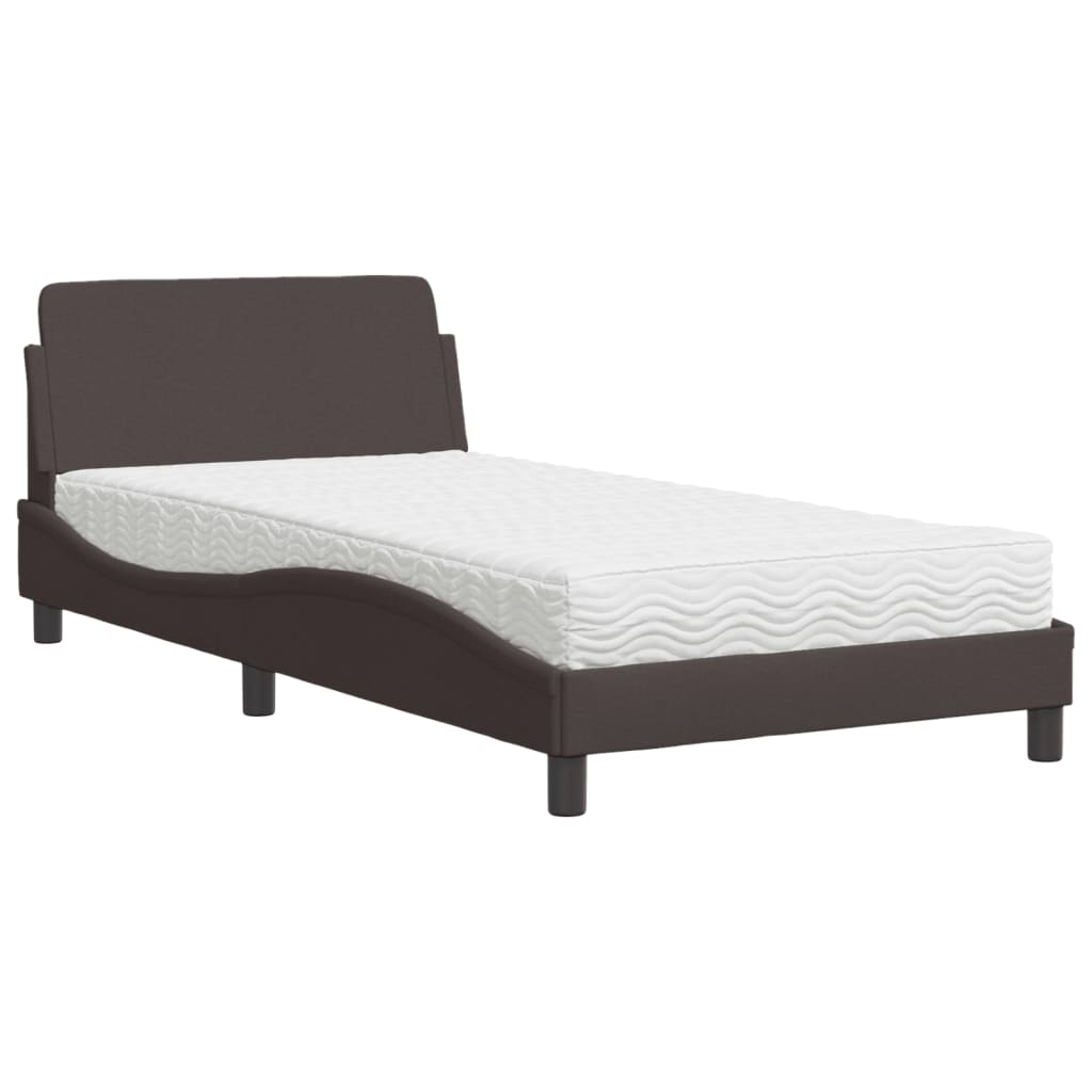 vidaXL Κρεβάτι με Στρώμα Dover Σκούρο Καφέ 100x200 εκ. Υφασμάτινο