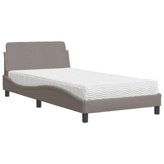 vidaXL Κρεβάτι με Στρώμα Dover Taupe 100 x 200 εκ. Υφασμάτινο