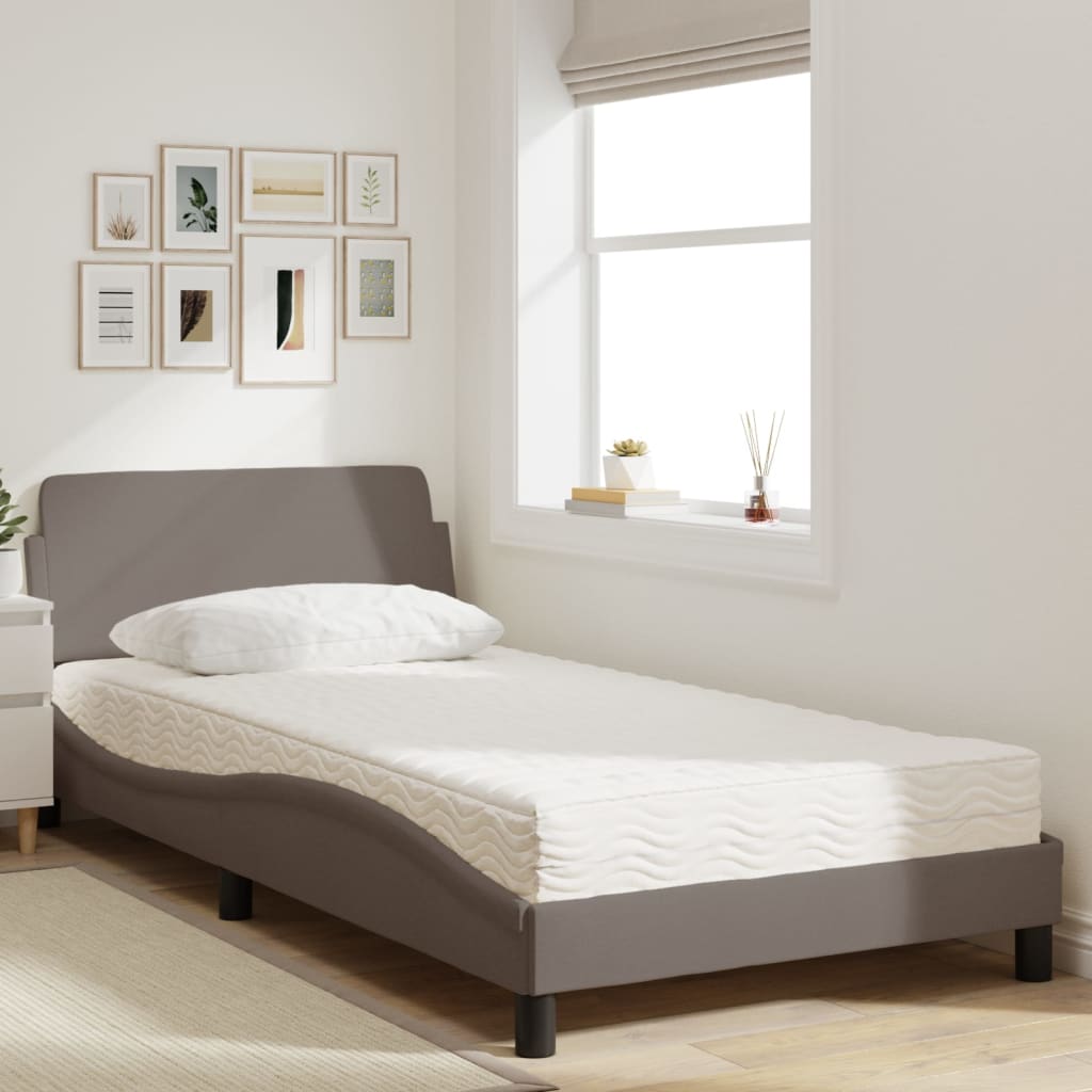 vidaXL Κρεβάτι με Στρώμα Dover Taupe 100 x 200 εκ. Υφασμάτινο
