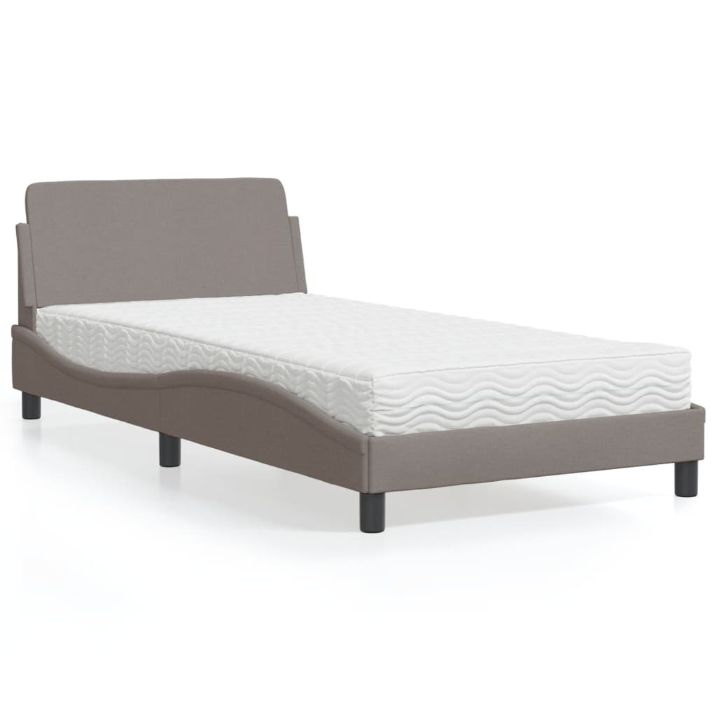 vidaXL Κρεβάτι με Στρώμα Dover Taupe 100 x 200 εκ. Υφασμάτινο