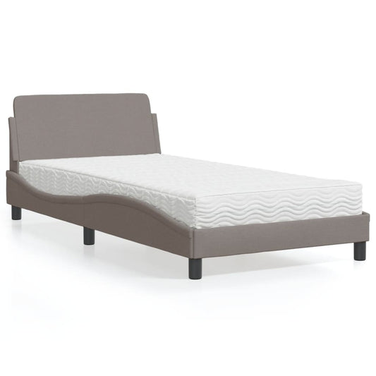vidaXL Κρεβάτι με Στρώμα Dover Taupe 100 x 200 εκ. Υφασμάτινο