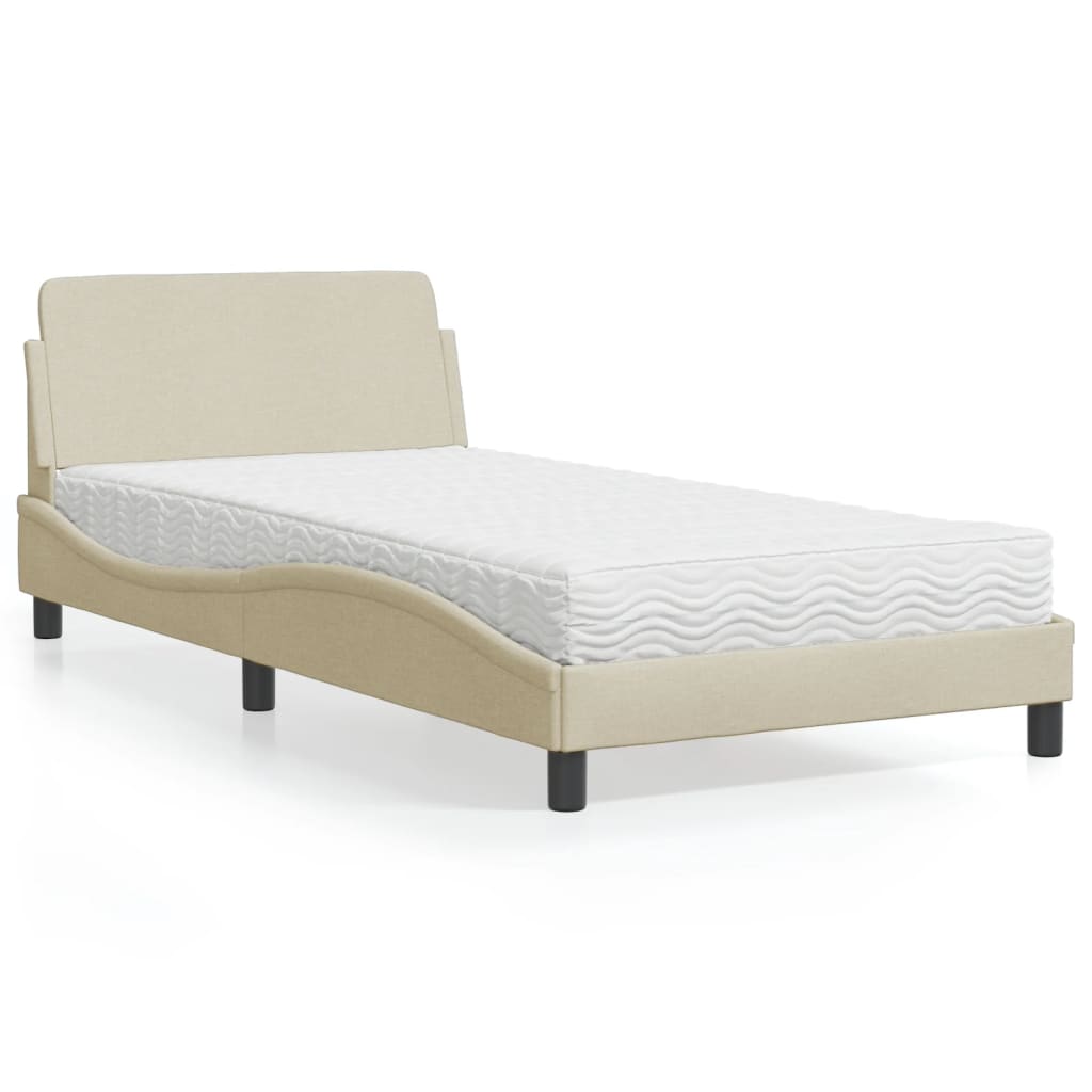 vidaXL Κρεβάτι με Στρώμα Dover Κρεμ 100 x 200 εκ. Υφασμάτινο