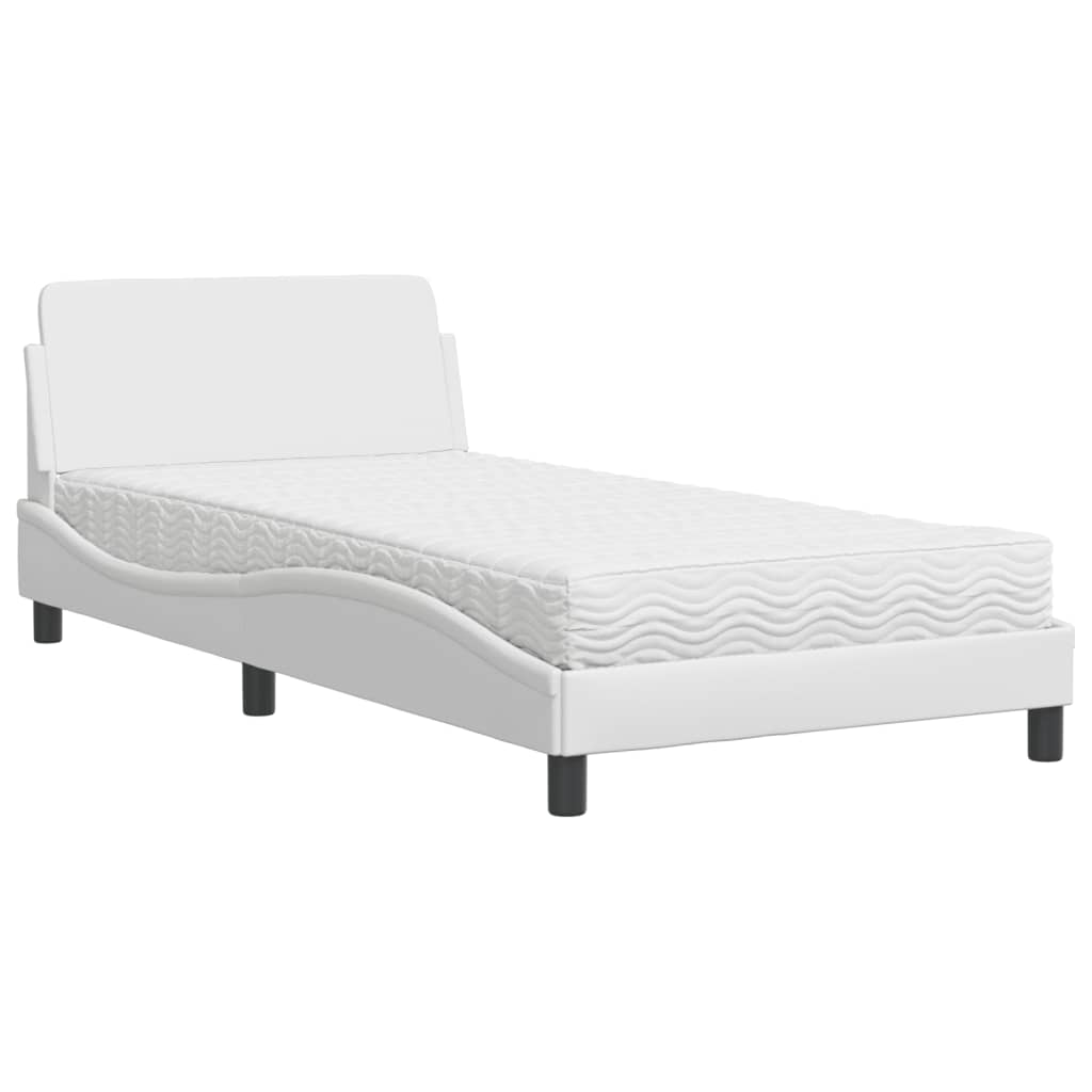 vidaXL Κρεβάτι με Στρώμα Dover Λευκό 100x200 εκ. από Συνθετικό Δέρμα
