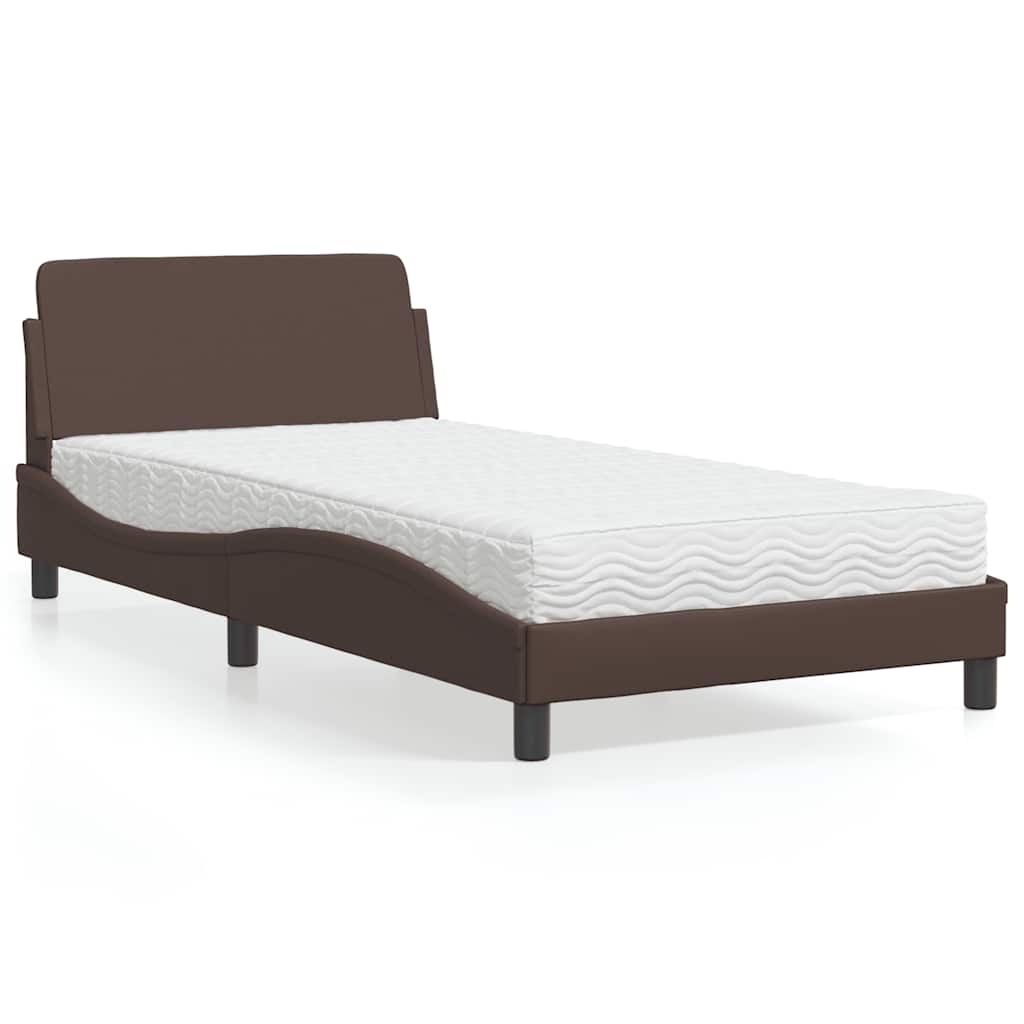 vidaXL Κρεβάτι με Στρώμα Dover Καφέ 100x200 εκ. από Συνθετικό Δέρμα