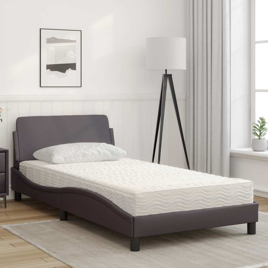 vidaXL Κρεβάτι με Στρώμα Dover Γκρι 100x200 εκ. από Συνθετικό Δέρμα