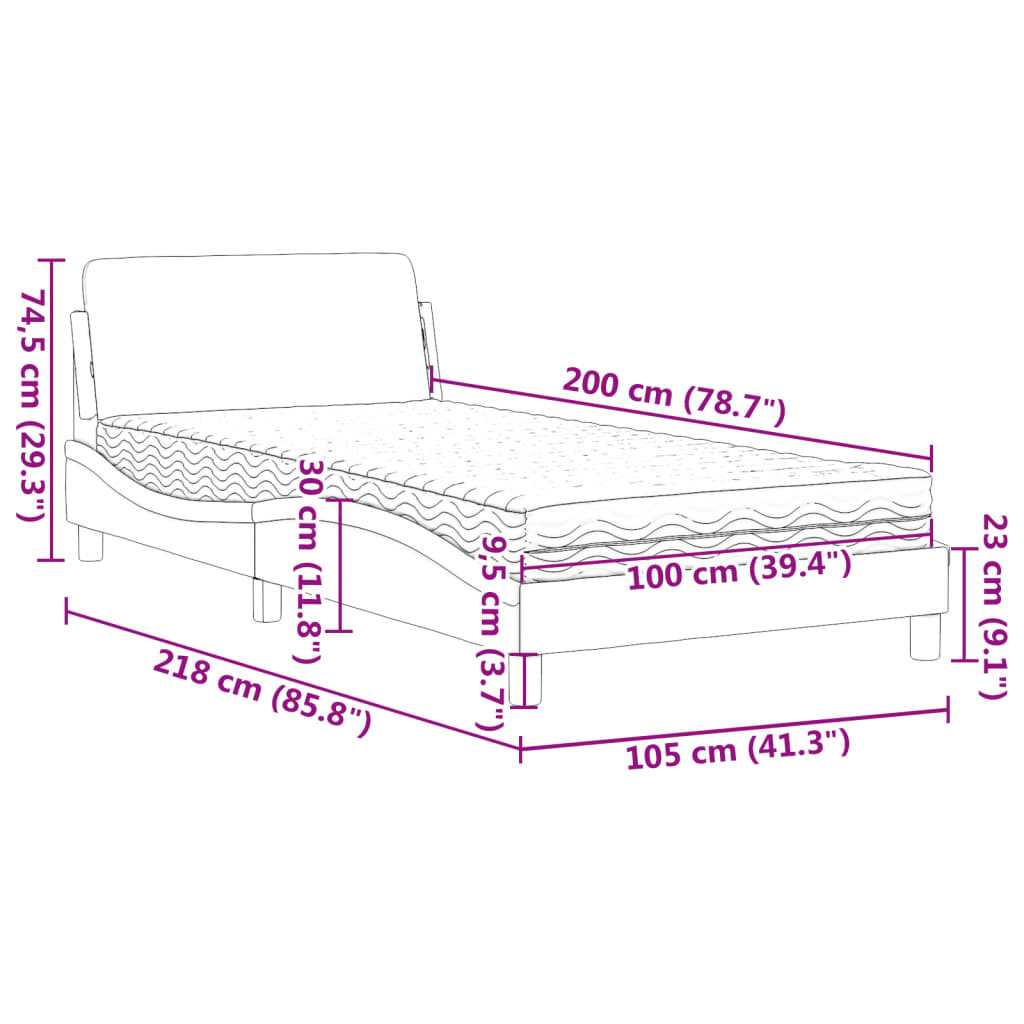 vidaXL Κρεβάτι με Στρώμα Dover Μαύρο και Λευκό 120 x 200 εκ. Συνθετικό Δέρμα