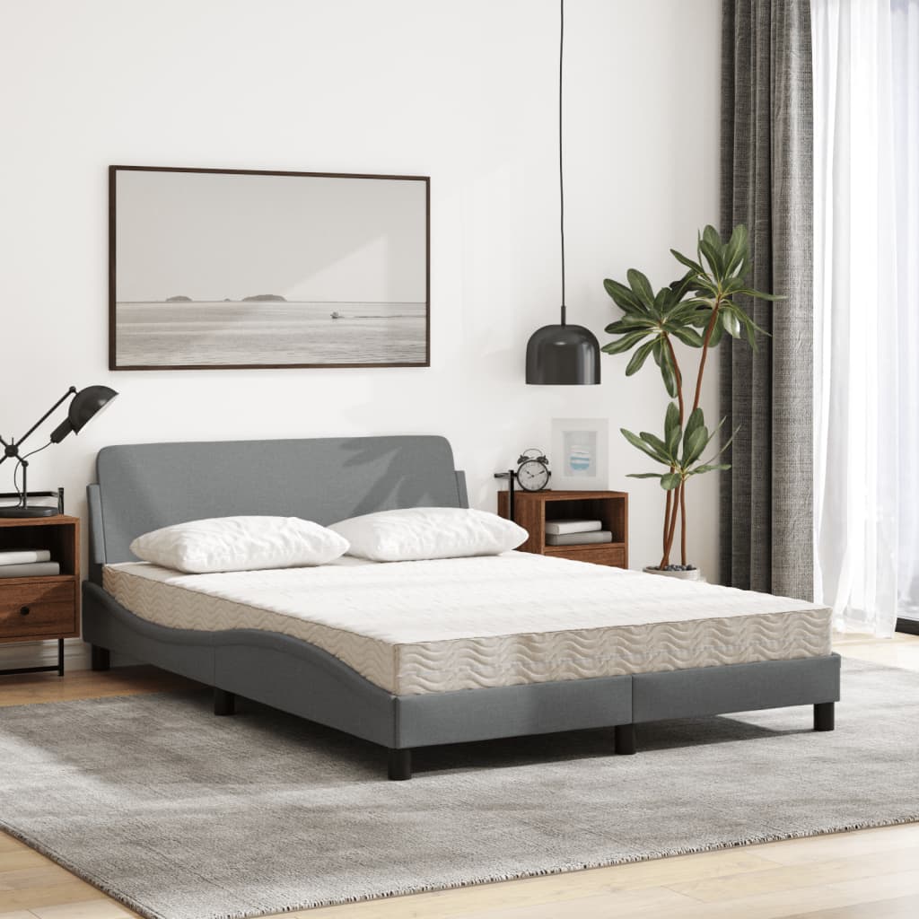 vidaXL Κρεβάτι με Στρώμα Dover Ανοιχτό Γκρι 120x200 εκ. Υφασμάτινο