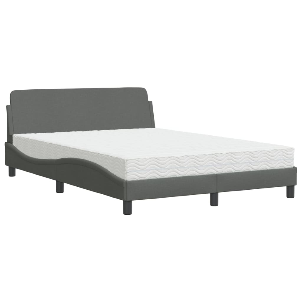 vidaXL Κρεβάτι με Στρώμα Dover Σκούρο Γκρι 120x200 εκ. Υφασμάτινο