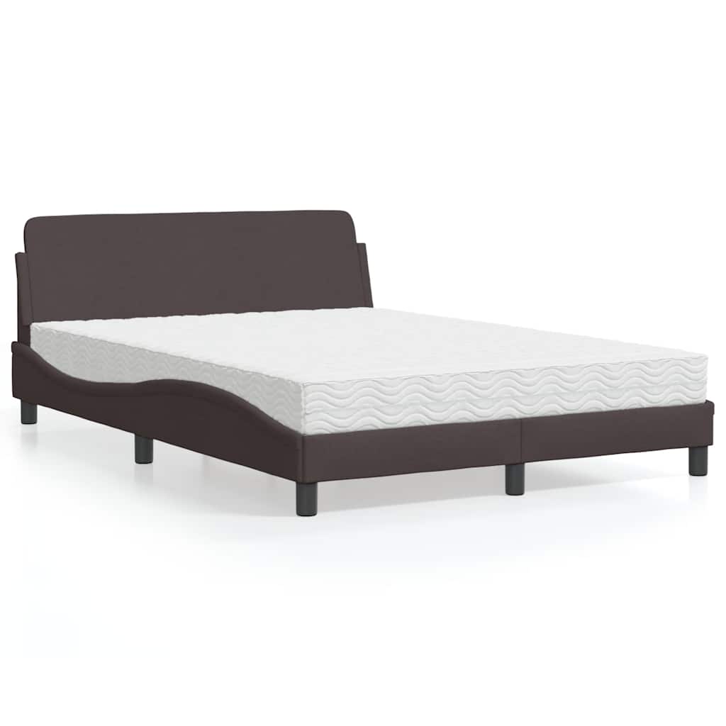 vidaXL Κρεβάτι με Στρώμα Dover Σκούρο Καφέ 120x200 εκ. Υφασμάτινο