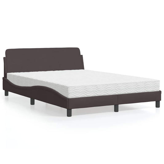 vidaXL Κρεβάτι με Στρώμα Dover Σκούρο Καφέ 120x200 εκ. Υφασμάτινο
