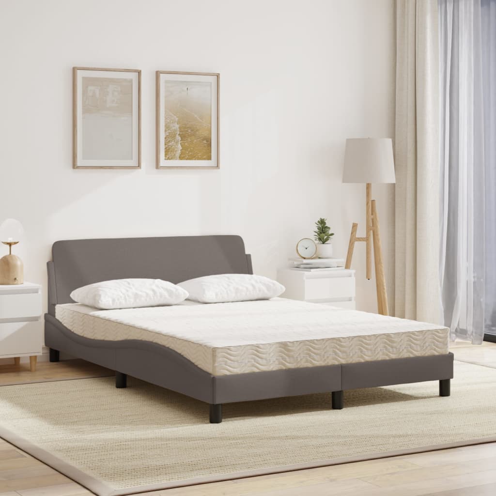 vidaXL Κρεβάτι με Στρώμα Dover Taupe 120x200 εκ. Υφασμάτινο