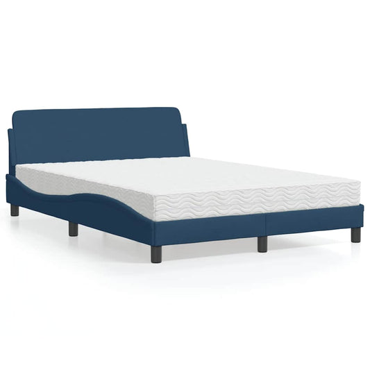 vidaXL Κρεβάτι με Στρώμα Dover Μπλε 120x200 εκ. Υφασμάτινο