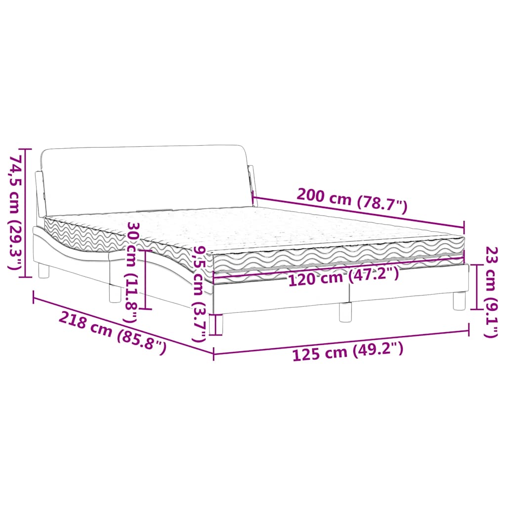 vidaXL Κρεβάτι με Στρώμα Dover Σκούρο Πράσινο 120x200εκ. Βελούδινο